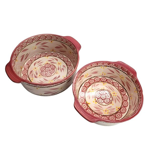 Temp-tations Old World Red Casserole Baking Dishes Nesting Round by Tara PD017 - Picture 3 of 8